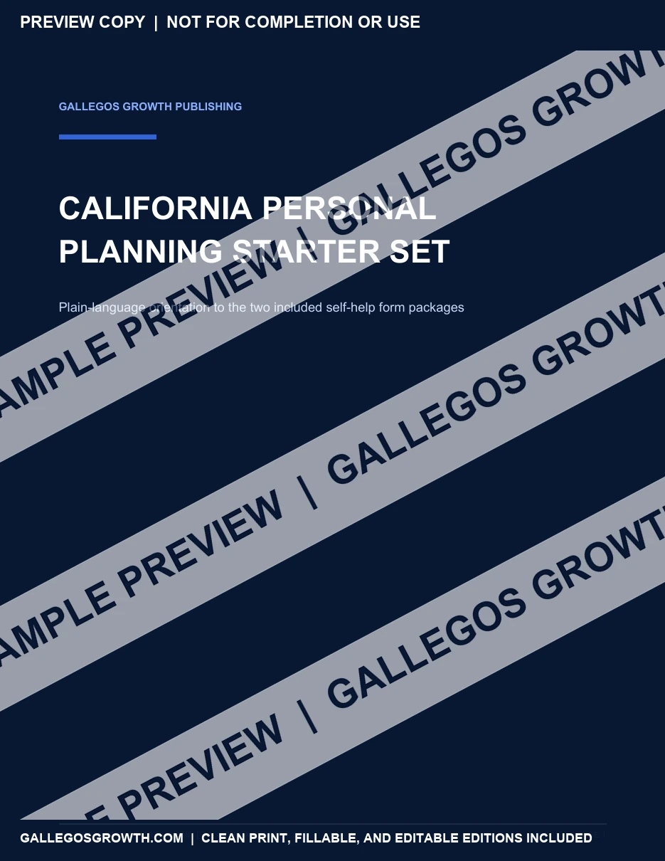 California Personal Planning Starter Set watermarked Guide sample