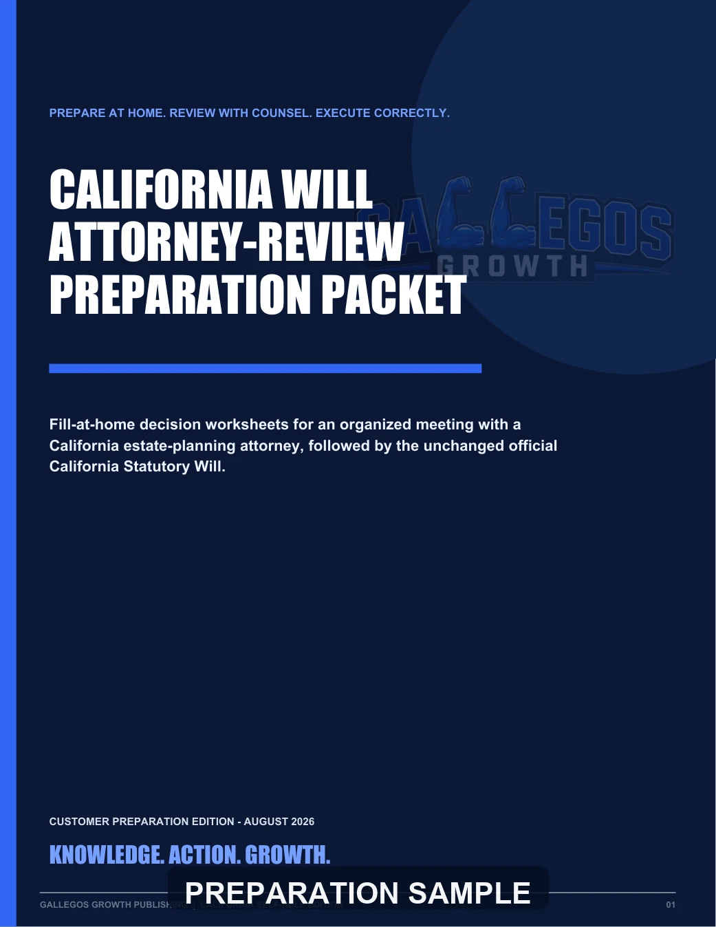 California Will Attorney-Review Preparation Packet watermarked Cover sample