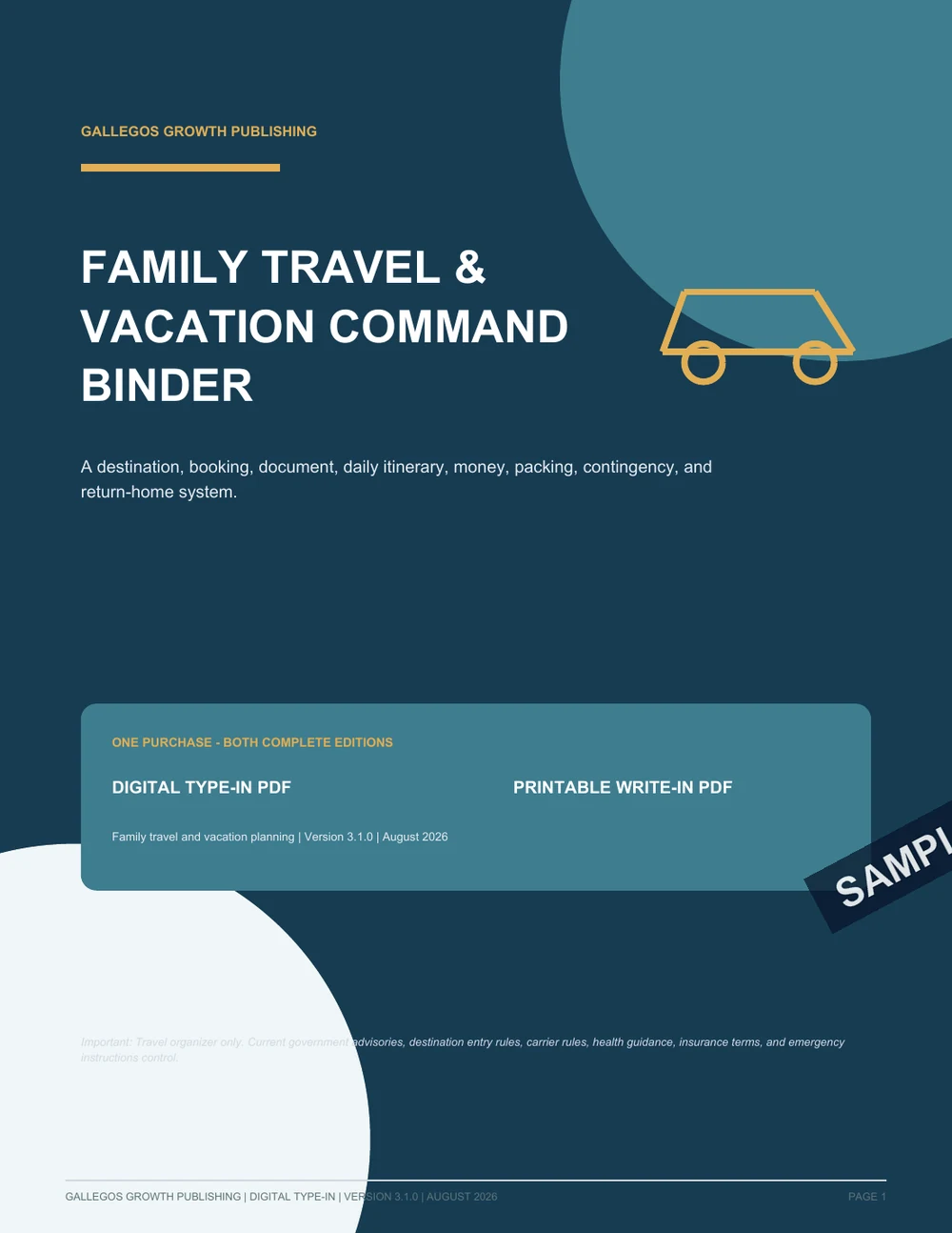Family Travel & Vacation Command Binder watermarked Travel cover sample
