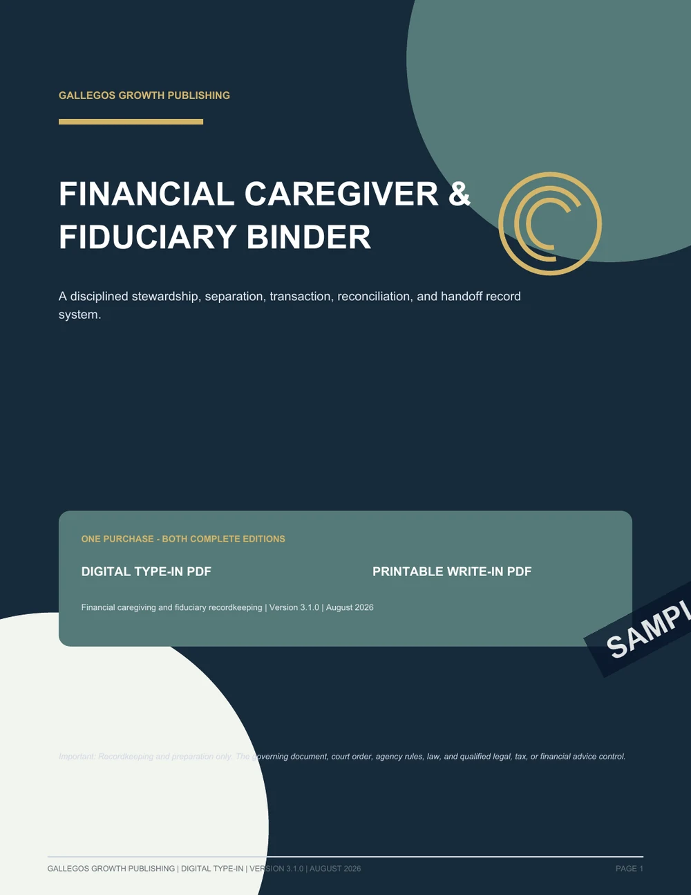 Financial Caregiver & Fiduciary Binder watermarked Stewardship cover sample