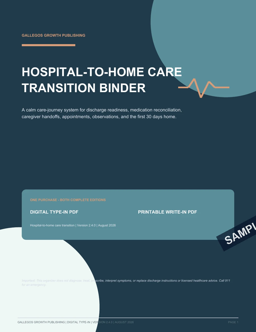 Hospital-to-Home Care Transition Binder watermarked Premium cover sample