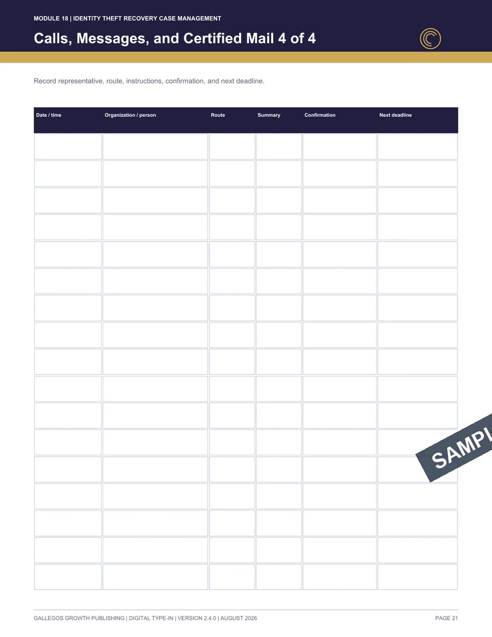 Identity-Theft Recovery Evidence Binder watermarked Dispute evidence sample