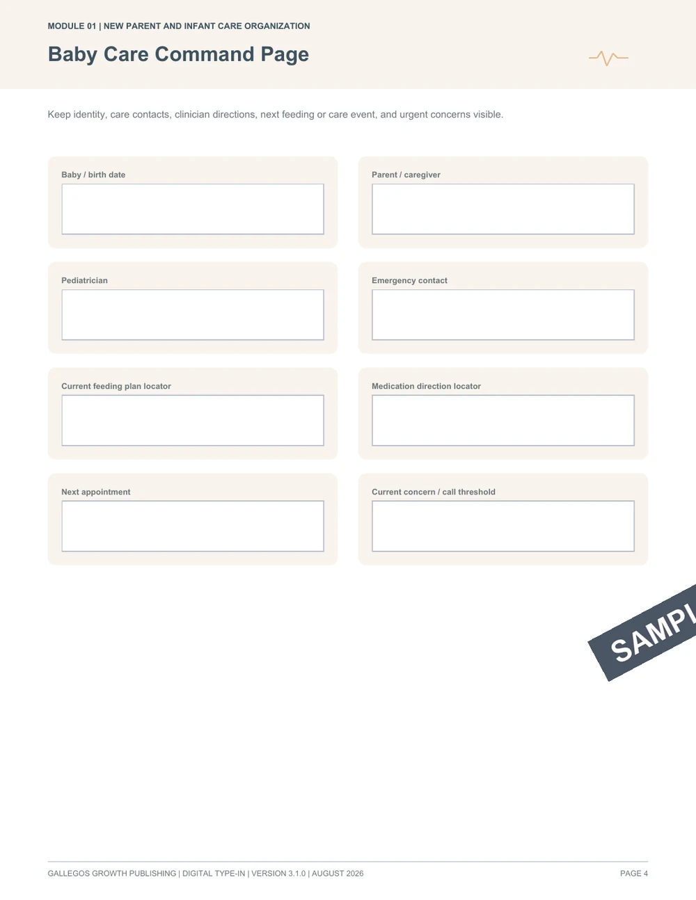 New Parent & Baby Care Command Center watermarked Baby-care dashboard sample