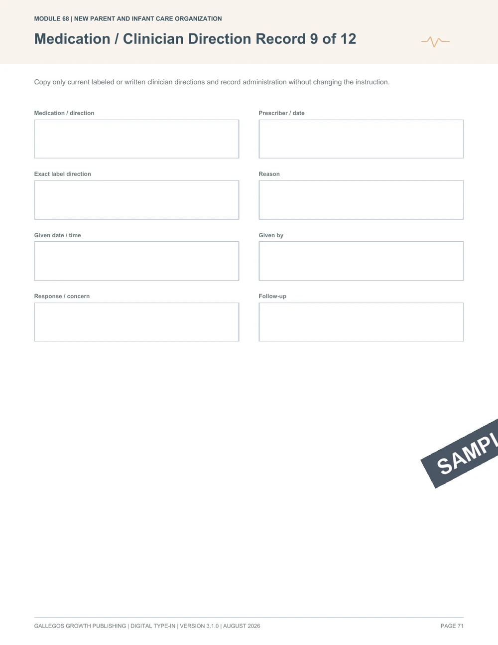 New Parent & Baby Care Command Center watermarked Care pattern system sample