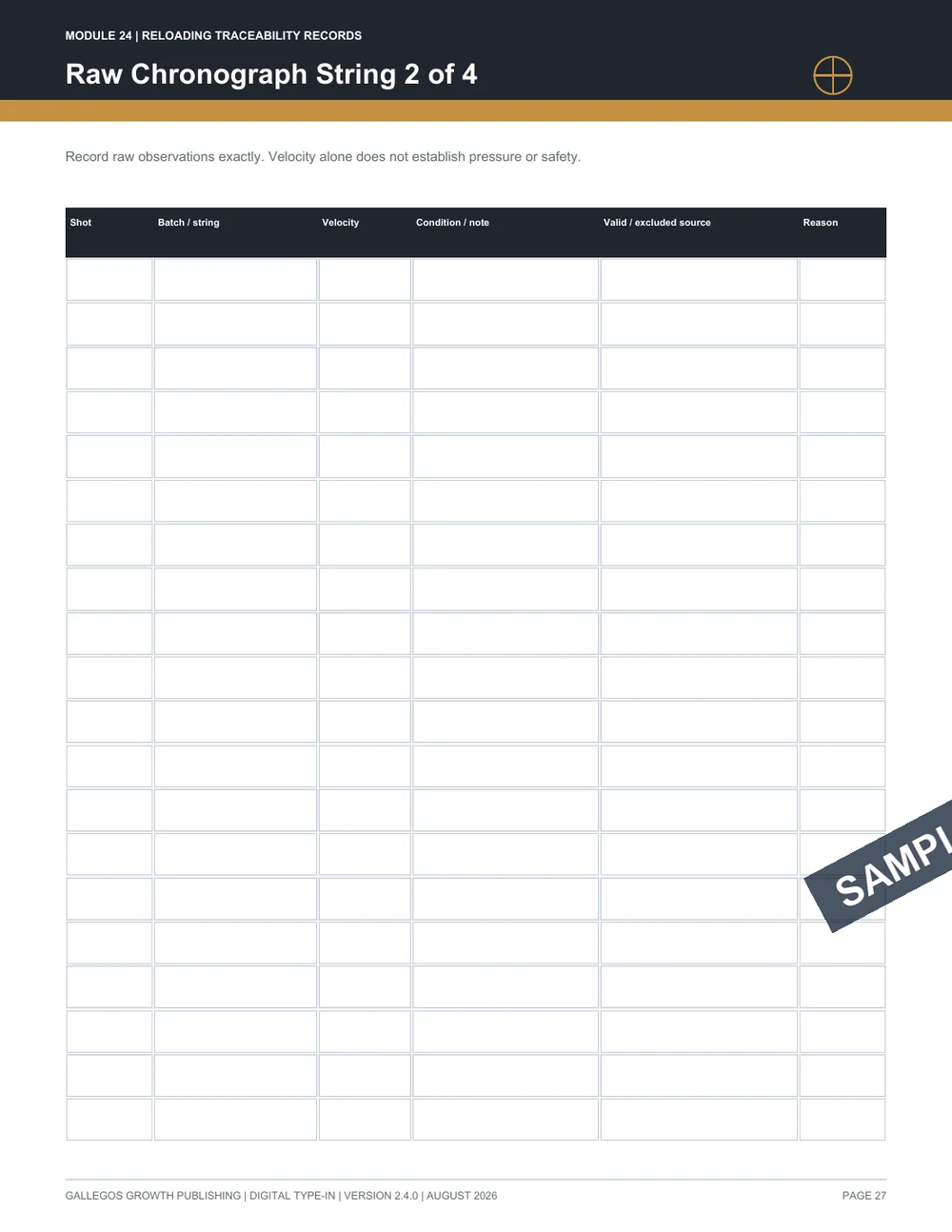 Reloading Development Journal watermarked Development records sample