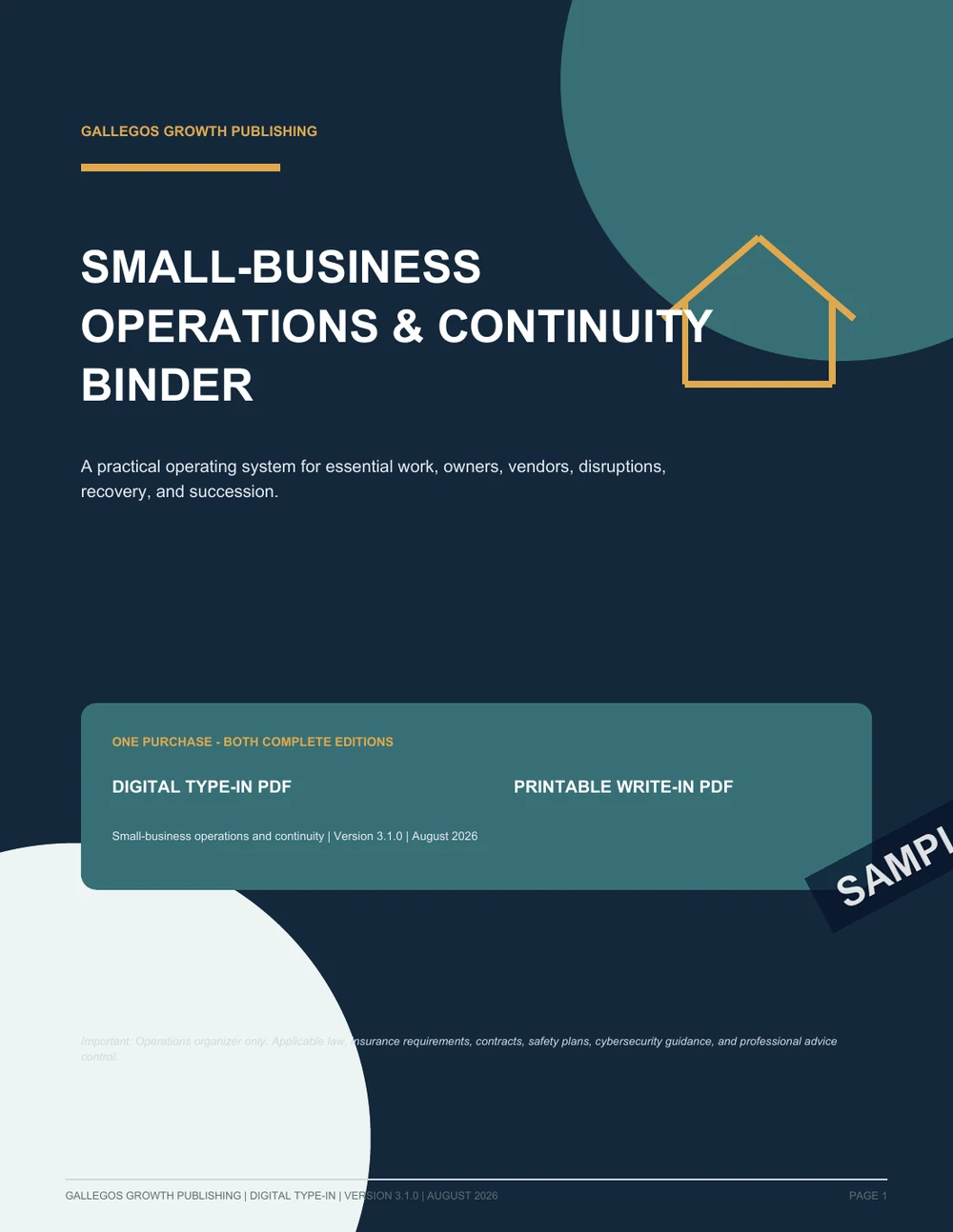 Small-Business Operations & Continuity Binder watermarked Continuity cover sample