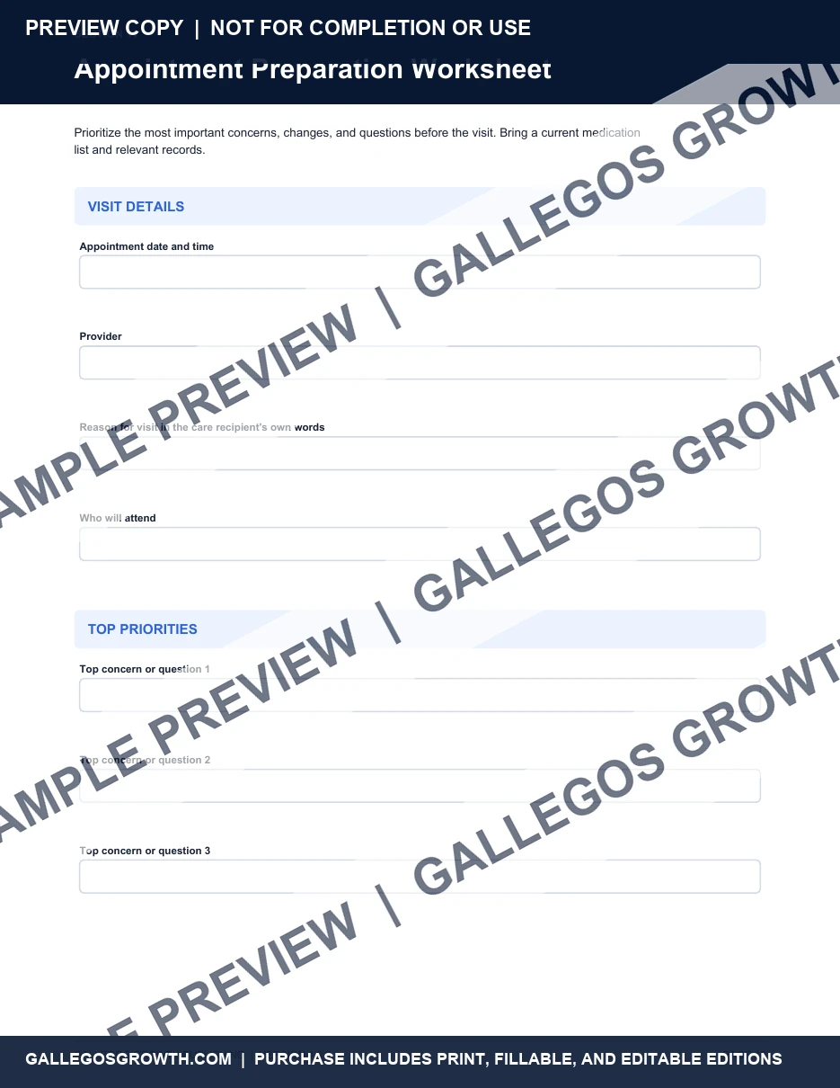 Caregiver & Medical Appointments watermarked Appointment prep sample