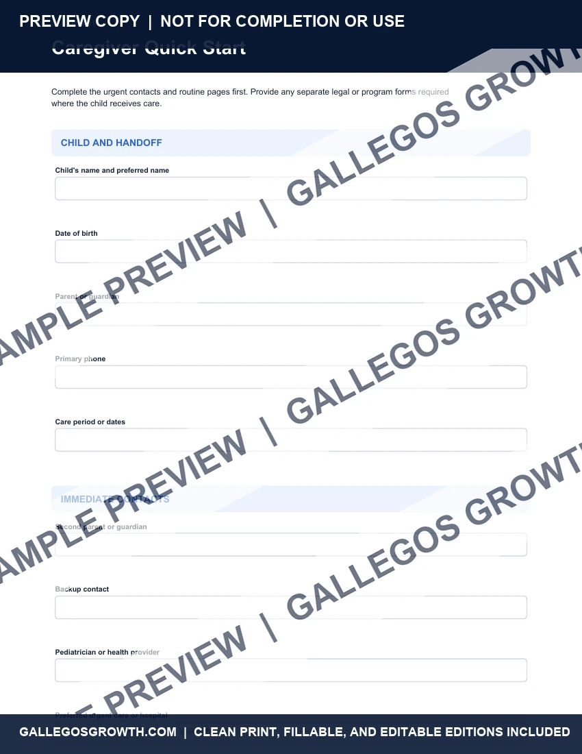 Child & Substitute Caregiver Pack watermarked Quick start sample