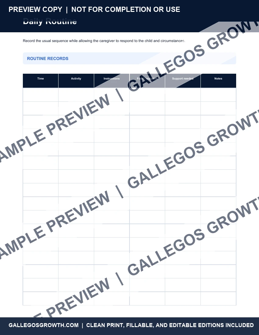Child & Substitute Caregiver Pack watermarked Daily routine sample