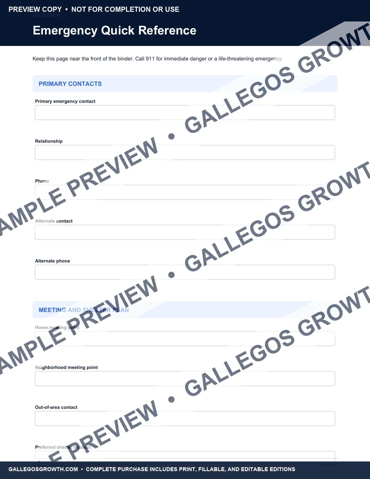 Emergency & Essential Records watermarked Quick reference sample