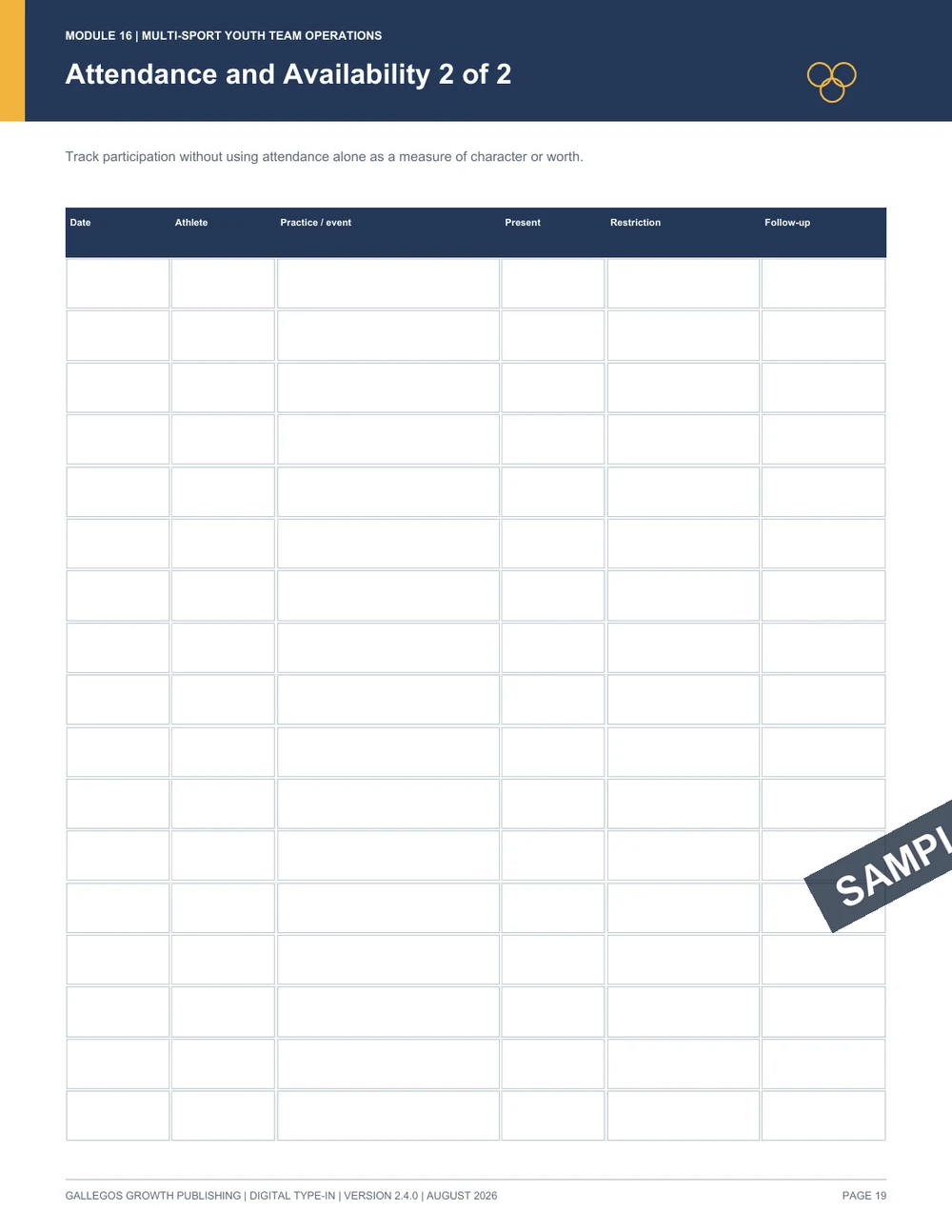 Youth Sports Coach Season Command Center watermarked Coaching operations sample